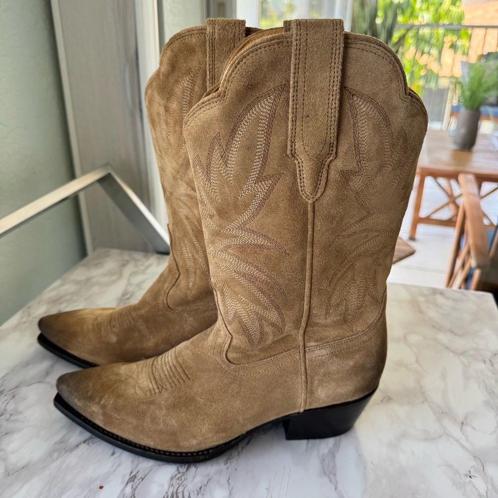 Tecovas The Sadie Toasted Almond Suede Cowboy Boots Tan Women’s 10 NWOT - Picture 12 of 14